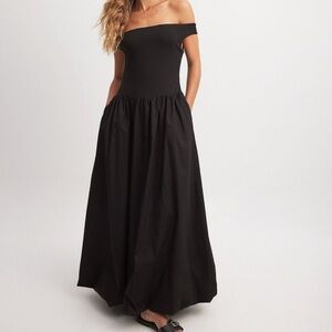 Black off shoulder maxi dress